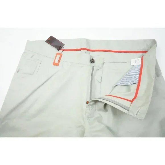 Isaia LC Seva Grayish Khaki 100% Cotton Casual Mens Chino Pants 56L EU NEW